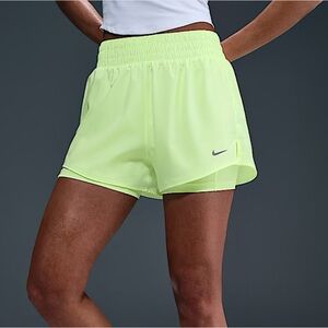 Nike One Women's 1X Dri-FIT High-Waisted 3" 2-in-1 Shorts In Barely Volt $48